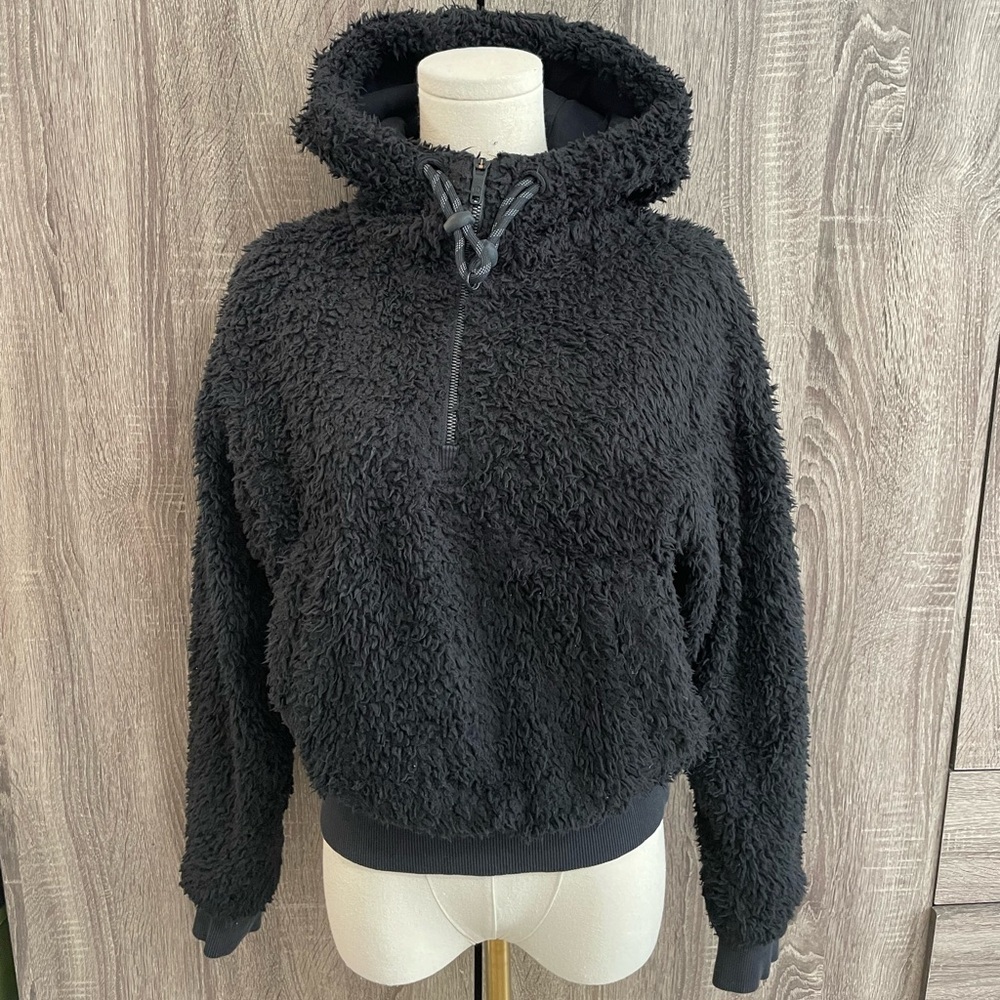 Lululemon Oh So Sherpa Half Zip Black Hoodie Pullover Sweater Size 4
